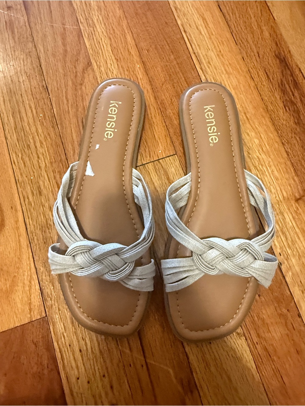 Kensie Braided Slide Sandals — Women’s Size 8 | Silver/Gray